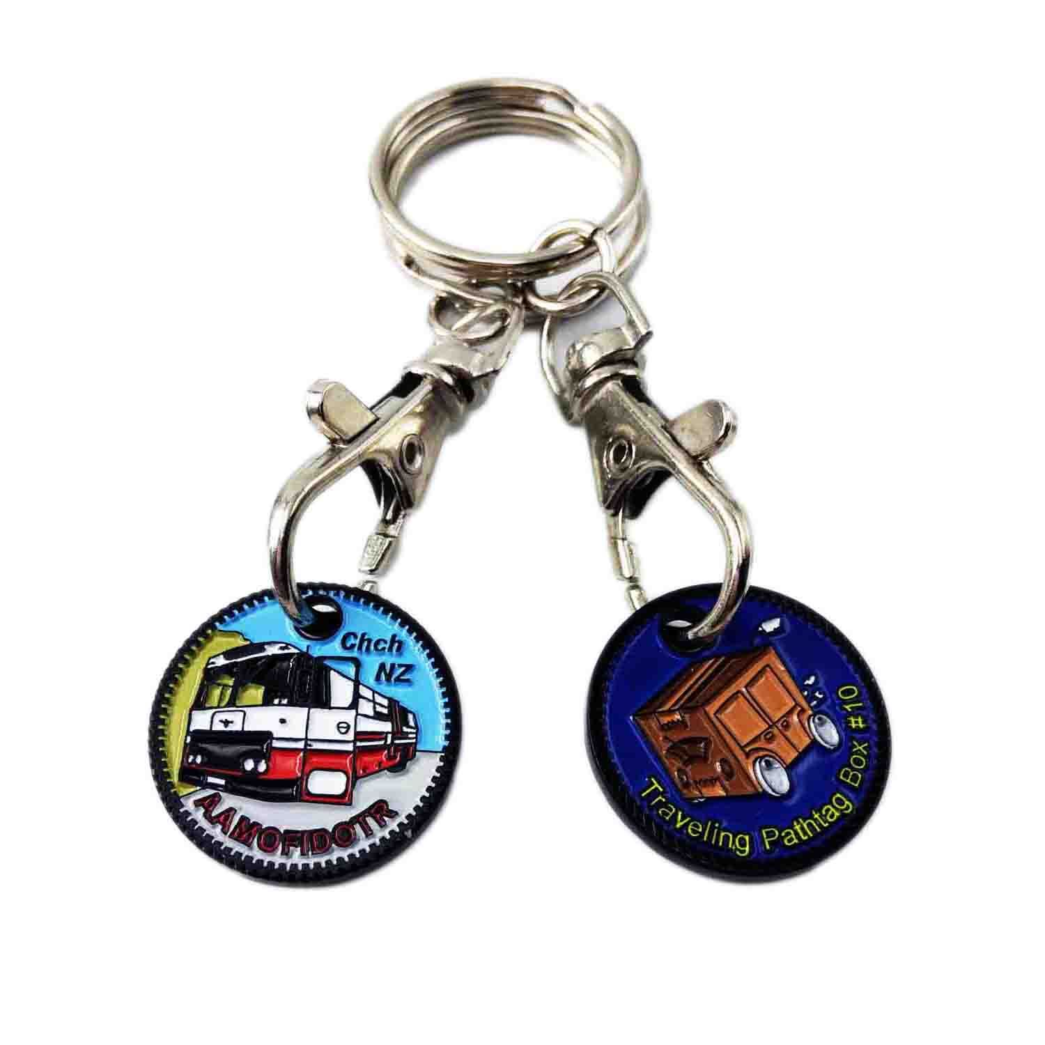 Wholesale Custom Logo Shopping Cart Coin Metal Key Chain/Metal Trolley Token Coin for