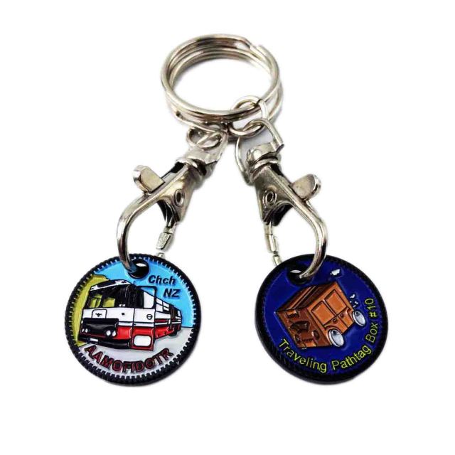 Wholesale Custom Logo Shopping Cart Coin Metal Key Chain/Metal Trolley Token Coin for