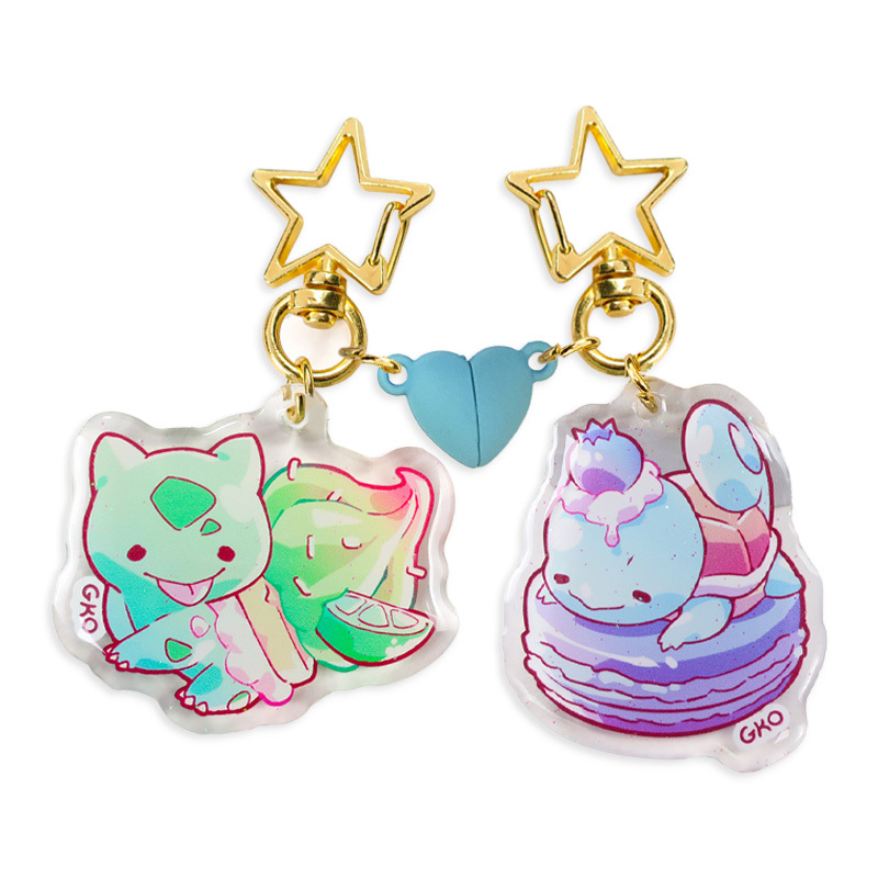 Custom Magnetic Acrylic Designer Charms Printed Juice Boba Acrylic Keychain for Jewelry Making