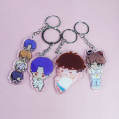 Custom Promotional Idol Kpop Merchandise Holographic Die Cut Acrylic Plastic Keychain Key Rings Wholesale