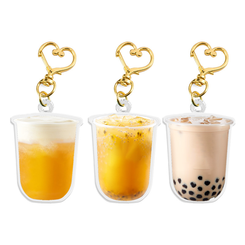 2022 Trending Custom logo Acrylic Charm Crystal Bubble Keyring Clasp Mini Marker Tea Drinker Keychain