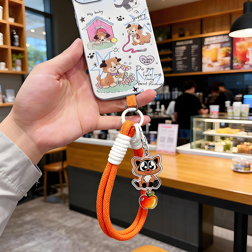 Free Sample Custom Plastic Key Chain Pendant Bag Charm Wristlet Lanyard Nylon Rope Keychain with Charms