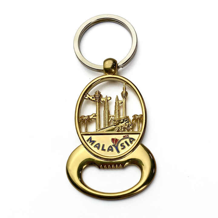 Personalized engraved metal bottle opener keychain custom logo enamel keyring Memorial Gifts Malaysia