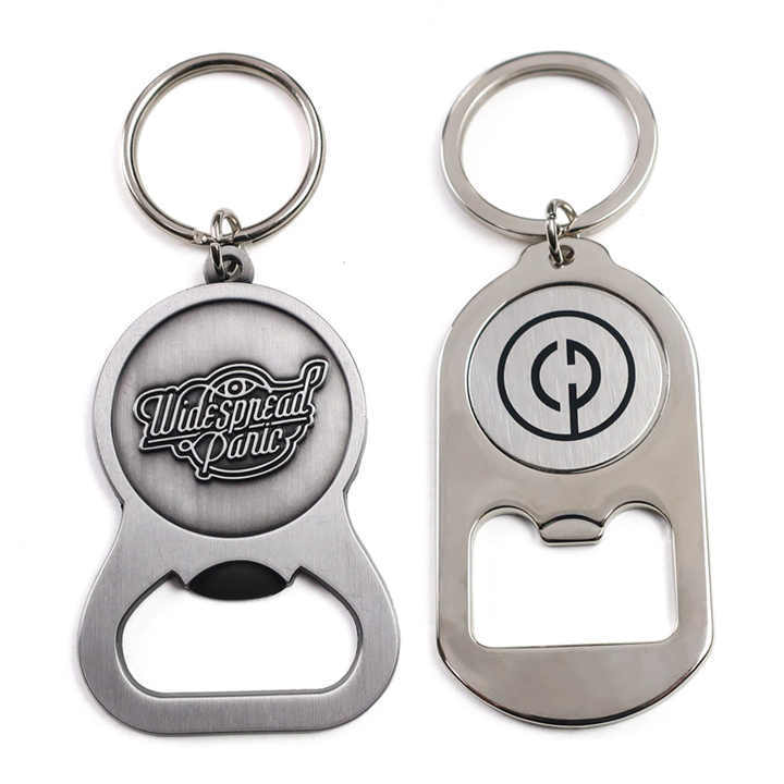 Custom Logo Shape Bottle Opener Key Holder Ring Zinc Alloy Metal Soft Enamel Keyring Key Chain Beer Bottle Opener Keychain