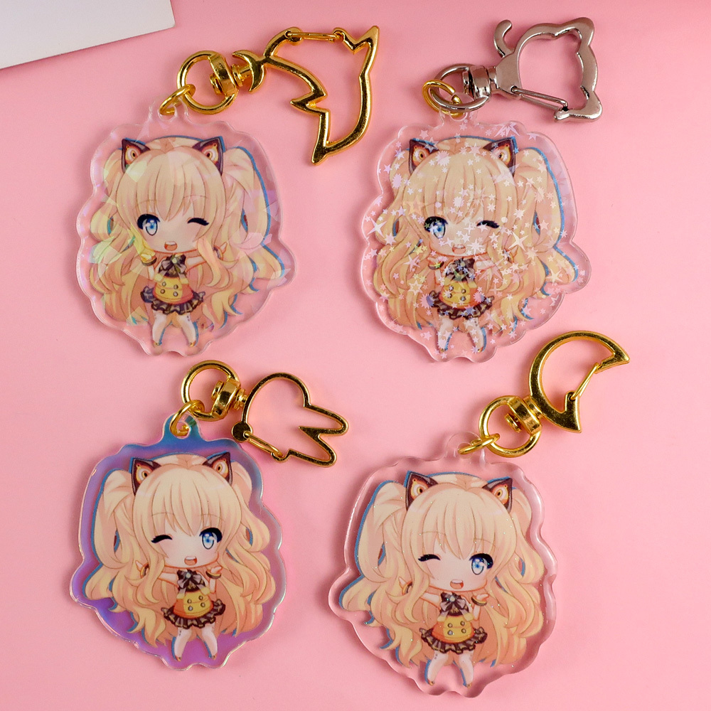 Customized Anime Keyring clear Key Tag School Bag Pendant Custom Printed Anime Frosted Acrylic Charm Custom Keychain