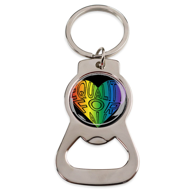 Wholesale Personalized rainbow Pride Metal Key Chain Custom Logo Beer Bottle Opener