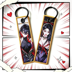 Custom Logo Embroider Motorcycle Car Key Ring Gifts Luggage Tag Fobs Keychains Customized Short Lanyard Patch Keychain