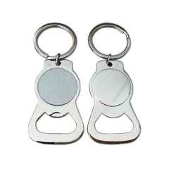 Custom Metal Crafts Sublimation Promotional Round Metal Key Chain Keyring Keychain Bottle Opener Blanks Accessories