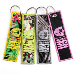 Custom Logo Embroider Motorcycle Car Key Ring Gifts Luggage Tag Fobs Keychains Customized Short Lanyard Patch Keychain