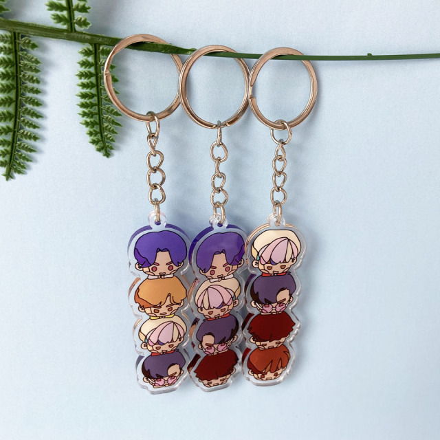 Wholesale Custom clear Transparent Acrylic Kpop Key Ring Keychain Epoxy Printed Acrylic Charm