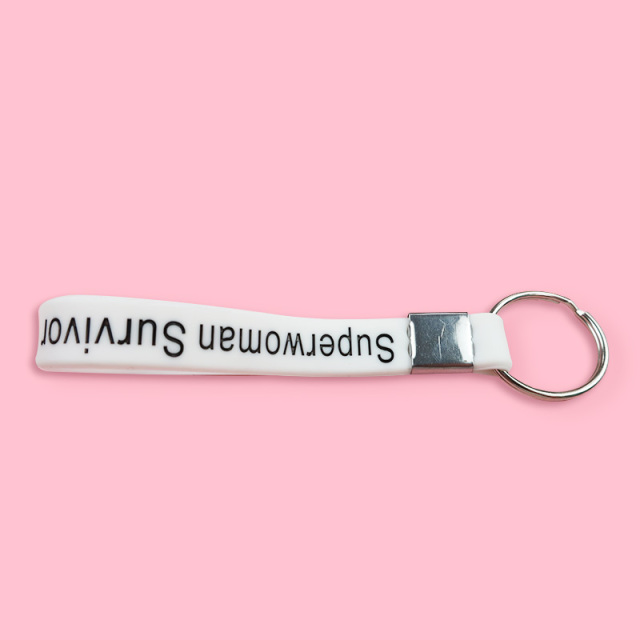 Custom Rubber Key Ring Sublimation Blank Silicone Wristlet Keychain Bulk