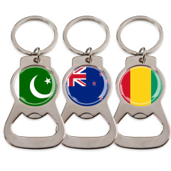 Custom Wholesale Personalised Round Epoxy Sticker Metal Beer Unique Bottle Opener Keychain