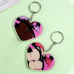 Custom logo Your Design Double Sided Printed clear Epoxy Round Acrylic Keychain Charm Wholesale