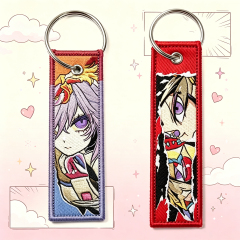 Cheap Woven Embroidered Fabric Keychain Custom Printed Anime Luggage Tag