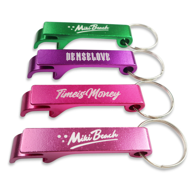 Wholesale Aluminum Alloy Metal Custom logo Beer Bottle Opener Aluminum Keychain Waterproof