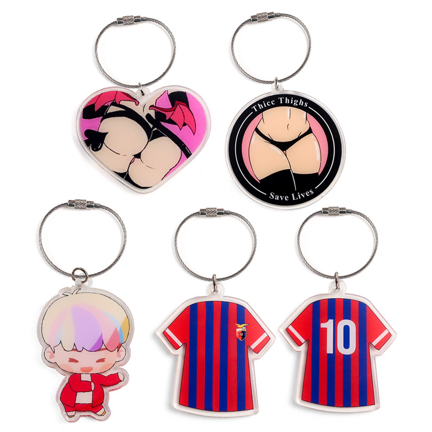 Custom logo Your Design Double Sided Printed clear Epoxy Round Acrylic Keychain Charm Wholesale