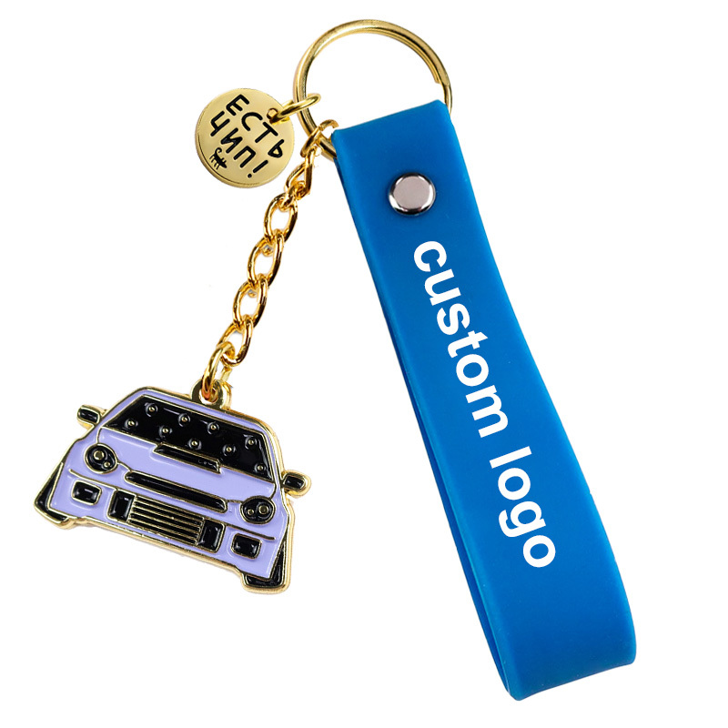 Cheap Custom logo Designer Wristlet Rubber Silicon Bracelet Key Holder Silicone Wristband Keychain with Metal Pendant