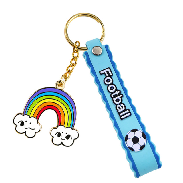 Wholesale Custom Bracelet Keychain Designer Silicone Wristlet Keychain Strap with Metal Key Chain Pendant