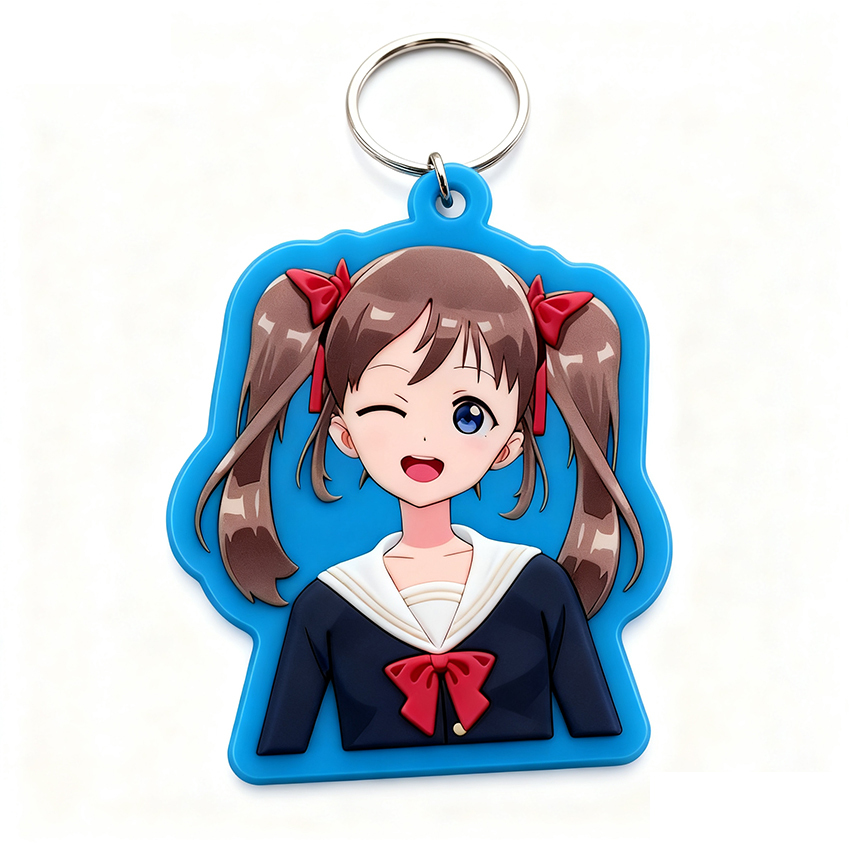 Promotional Giveaway Oem Simple logo Printable Plastic Pvc Plastic Keychains Anime Characters