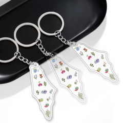 Custom Double Sided Acrylic Transparent Keychain Charm Holographic Palestine Key Chain