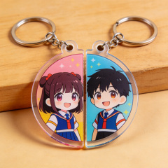 Personalized Clear Epoxy Printed logo Key Chain Anime Custom Acrylic Charm Keychain