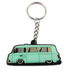 Promotional Custom logo Designer Pvc Silicone Bus Shape Keychain Charms Rubber Key Chains