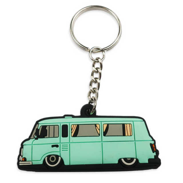 Promotional Custom logo Designer Pvc Silicone Bus Shape Keychain Charms Rubber Key Chains