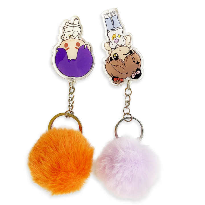 Custom Fluffy Fur Pompom Keychain Soft Faux Rabbit Fur Ball Key Chain Car Key Ring Women Charm Bag Pearl Pompom Pendant Jewelry