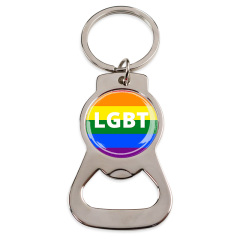 Wholesale Personalized rainbow Pride Metal Key Chain Custom Logo Beer Bottle Opener