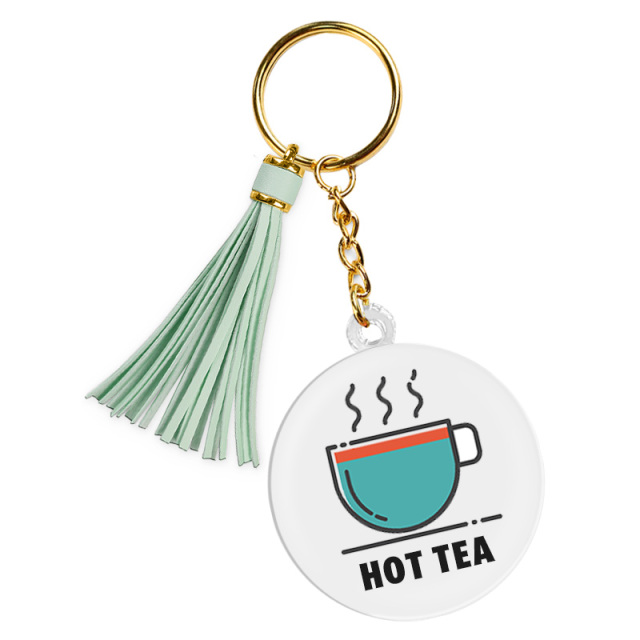 Custom Hot Sale Boba Milk Tea Acrylic Resin Keychain Plastic Epoxy Charms with Unique Tassels