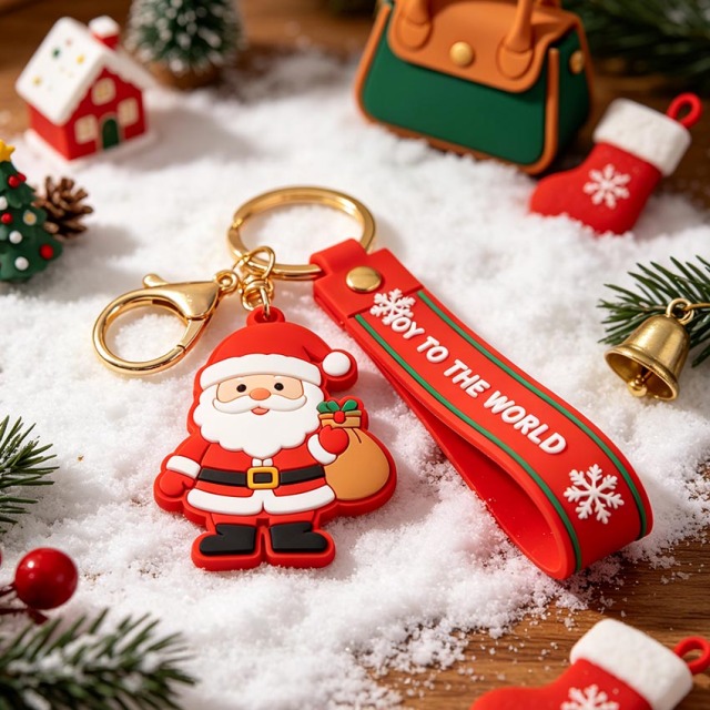 Personalized Christmas PVC Keychain Custom Holiday Party Favor Gift