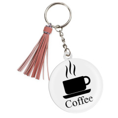 Custom Hot Sale Boba Milk Tea Acrylic Resin Keychain Plastic Epoxy Charms with Unique Tassels