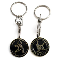 Luxury Supermarket Shopping Cart Chip Custom Logo Design Metal Keyring Trolley Token Coin Keychain Key Chain