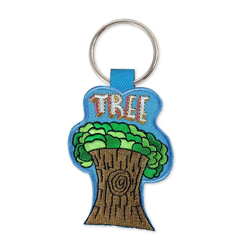 Wholesale Custom Ribbon Anime Brand logo Embroidery Patch Fabric Keyring Jacquard Keychain