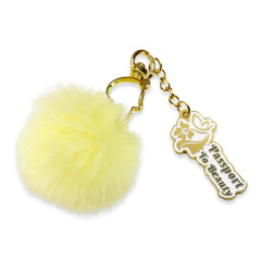 Wholesale Factory Multi Colors Fur Ball Cute Puff Key Ring Pompom Metal Charm Plush Keychain for Women