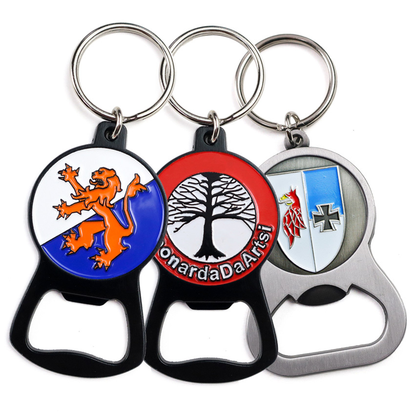Custom logo Magnetic Sublimation Metal Key Chain Keyring Stainless Steel Beer Bottle Opener Keychain