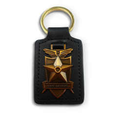 Fast Custom  Luxury Gifts Car Metal Logo Keyring Wholesale Award Star Shape Pu Leather Keychain
