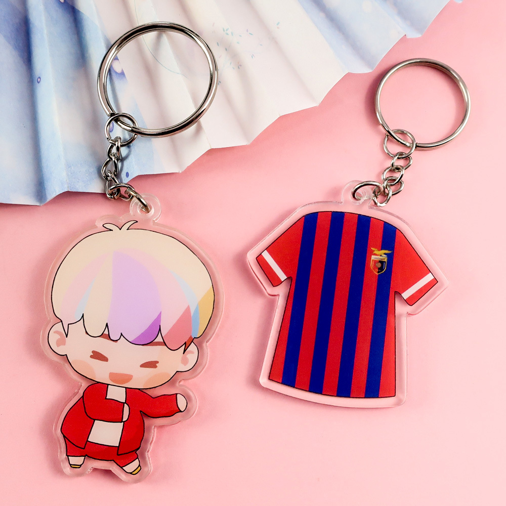 Wholesale Double Sided Printing Acrylic Charm Holographic Acrylic Keychain Anime Charms clear Epoxy Custom Keychain