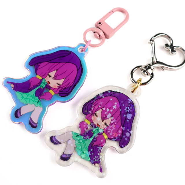 Customized Anime Keyring clear Key Tag School Bag Pendant Custom Printed Anime Frosted Acrylic Charm Custom Keychain