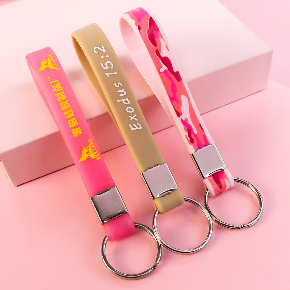 Promotional Gifts Silicone Bracelet Key Chain Keyring Silicone Wristband Lanyard Keychain