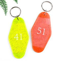Custom Color Blank Acrylic Key Chain clear Sublimation Holographic Hotel Motel Acrylic Keychain Charms for Jewelry Making