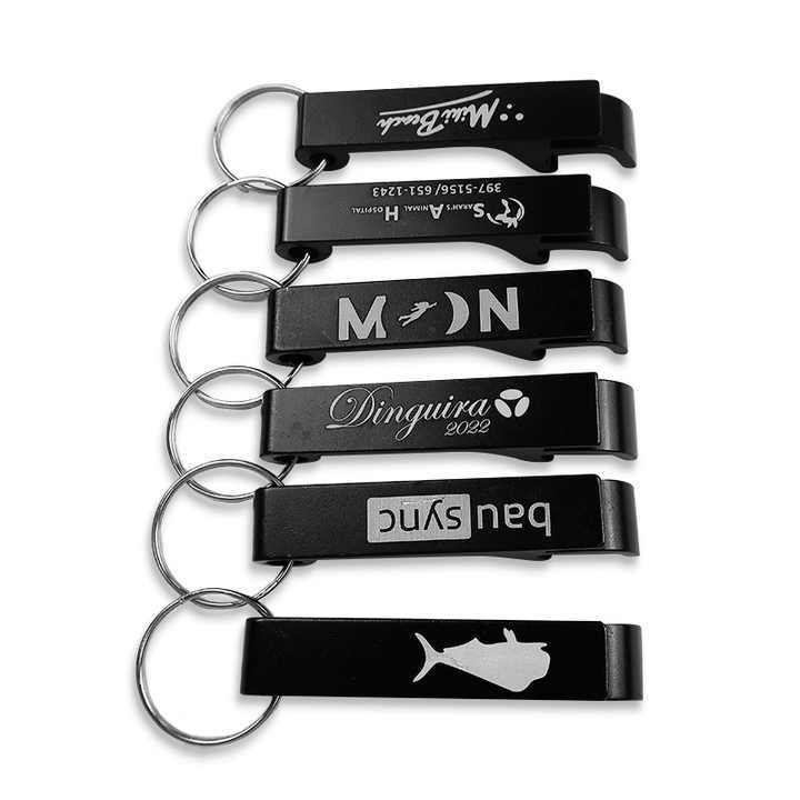 Wholesale Aluminum Alloy Metal Custom logo Beer Bottle Opener Aluminum Keychain Waterproof