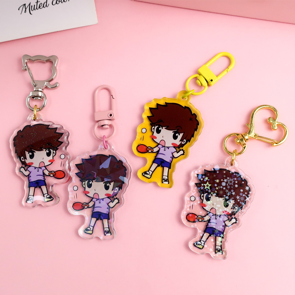 Customized Anime Keyring clear Key Tag School Bag Pendant Custom Printed Anime Frosted Acrylic Charm Custom Keychain
