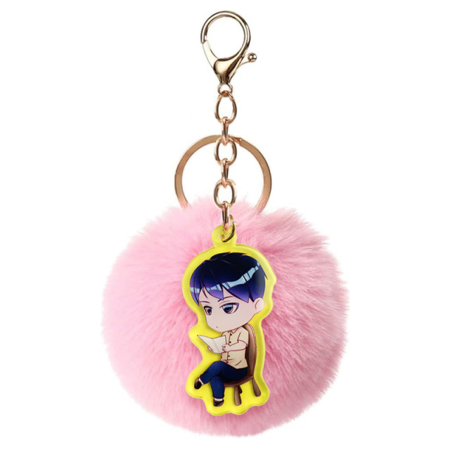 Custom Fluffy Fur Pompom Keychain Soft Faux Rabbit Fur Ball Key Chain Car Key Ring Women Charm Bag Pearl Pompom Pendant Jewelry