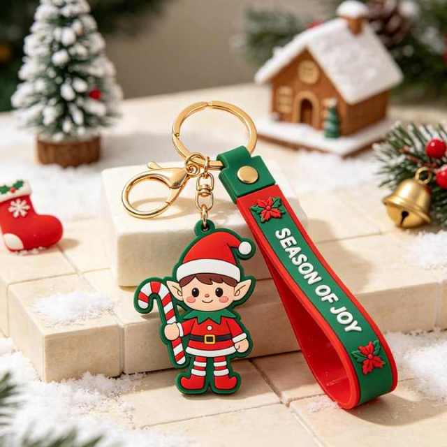 Personalized Christmas PVC Keychain Custom Holiday Party Favor Gift