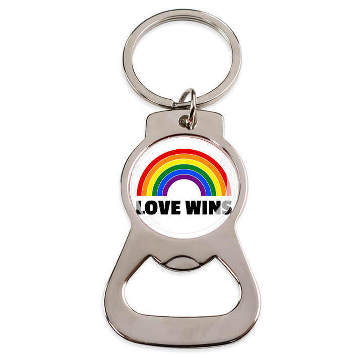 Wholesale Personalized rainbow Pride Metal Key Chain Custom Logo Beer Bottle Opener