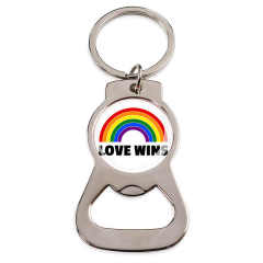 Wholesale Personalized rainbow Pride Metal Key Chain Custom Logo Beer Bottle Opener
