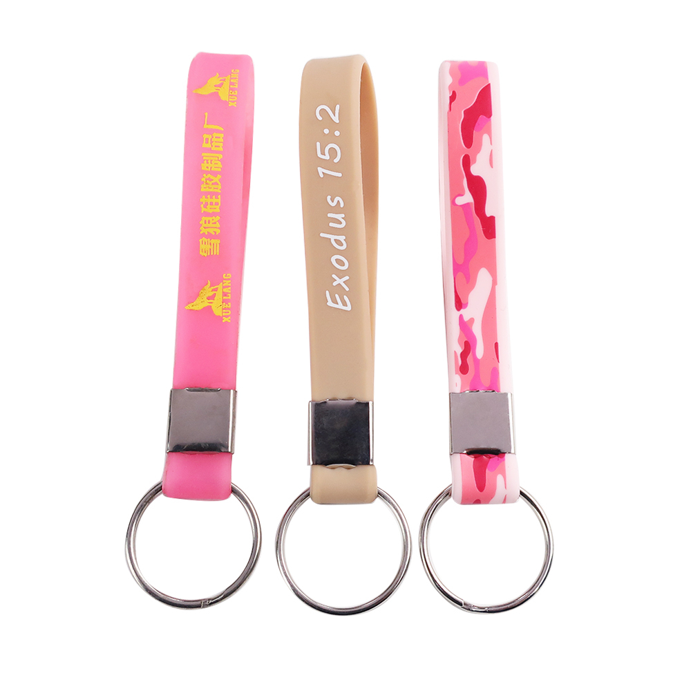 Promotional Gifts Silicone Bracelet Key Chain Keyring Silicone Wristband Lanyard Keychain