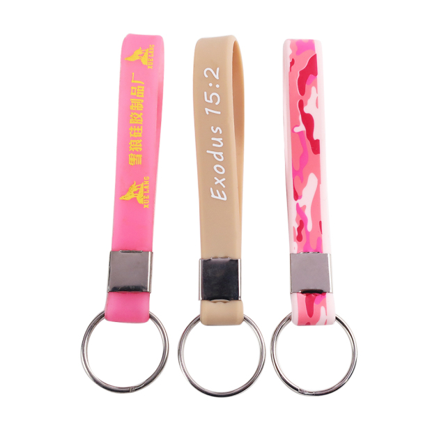 Promotional Gifts Silicone Bracelet Key Chain Keyring Silicone Wristband Lanyard Keychain