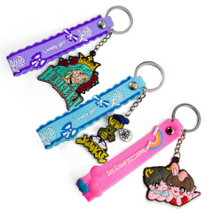 Cute Bracelet Wristlet Strap Keychain Custom logo Free Samples Custom Rubber Key Chains with logo